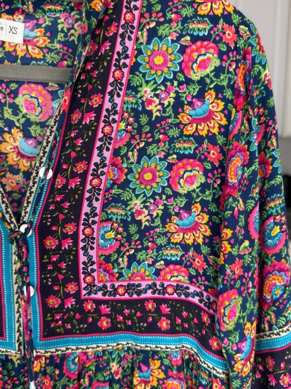 NATURAL LIFE Multicolor Floral Maxi Dress with Pink and Turquoise Accents - Picture 2 of 3